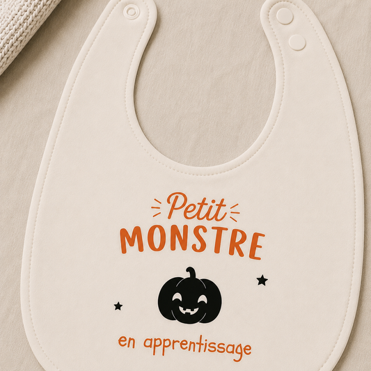 Bavoir blanc d'Halloween - Citrouille, sorcière, chauve-souris ou fantôme