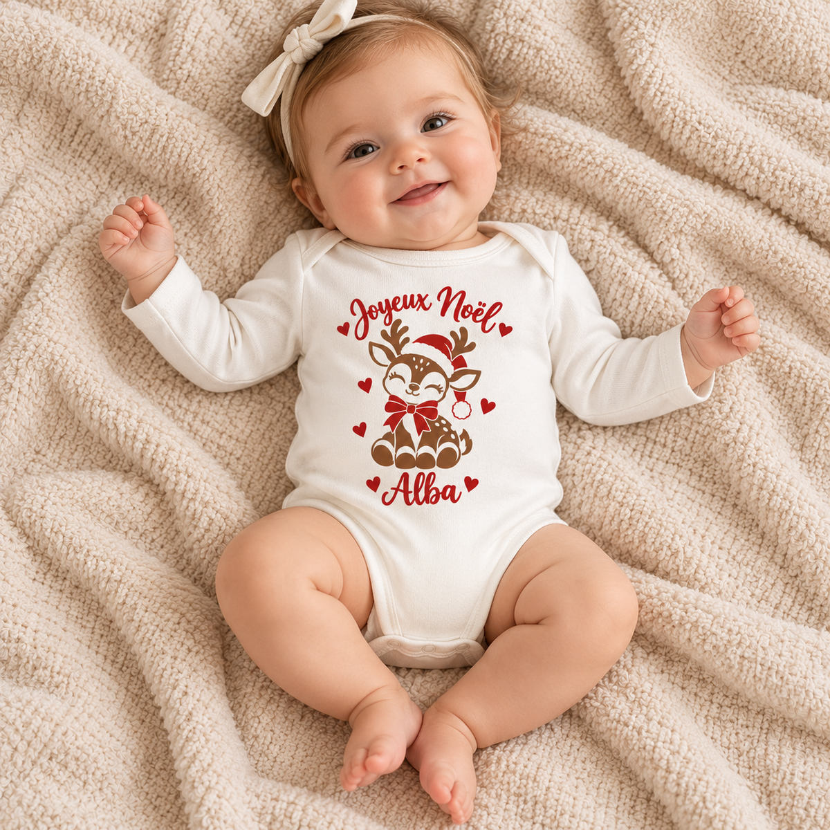 Body bébé de Noël personnalisé avec prénom