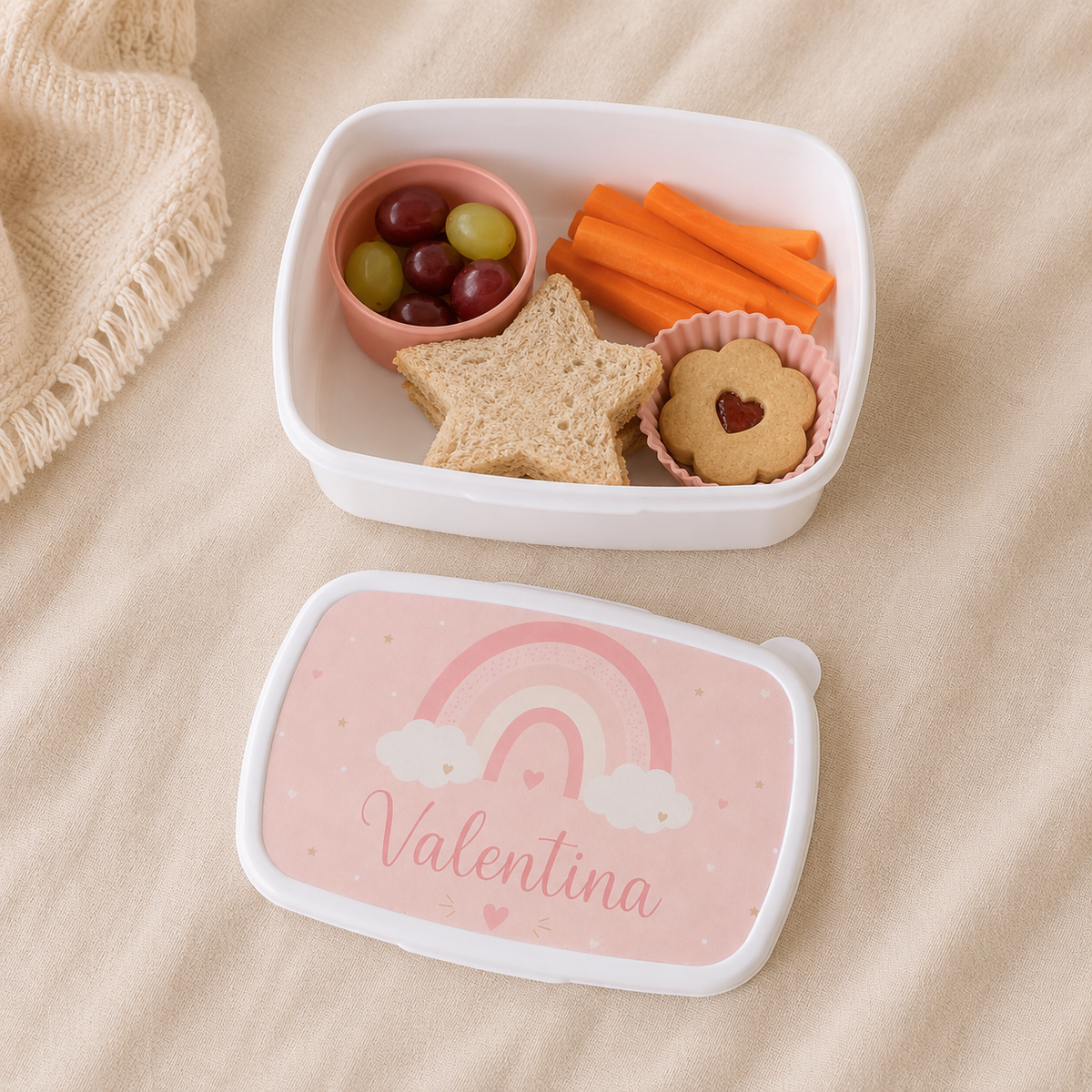 Ensemble école personnalisé enfant avec sac à dos, gourde et boîte à tartines - Arc-en-ciel