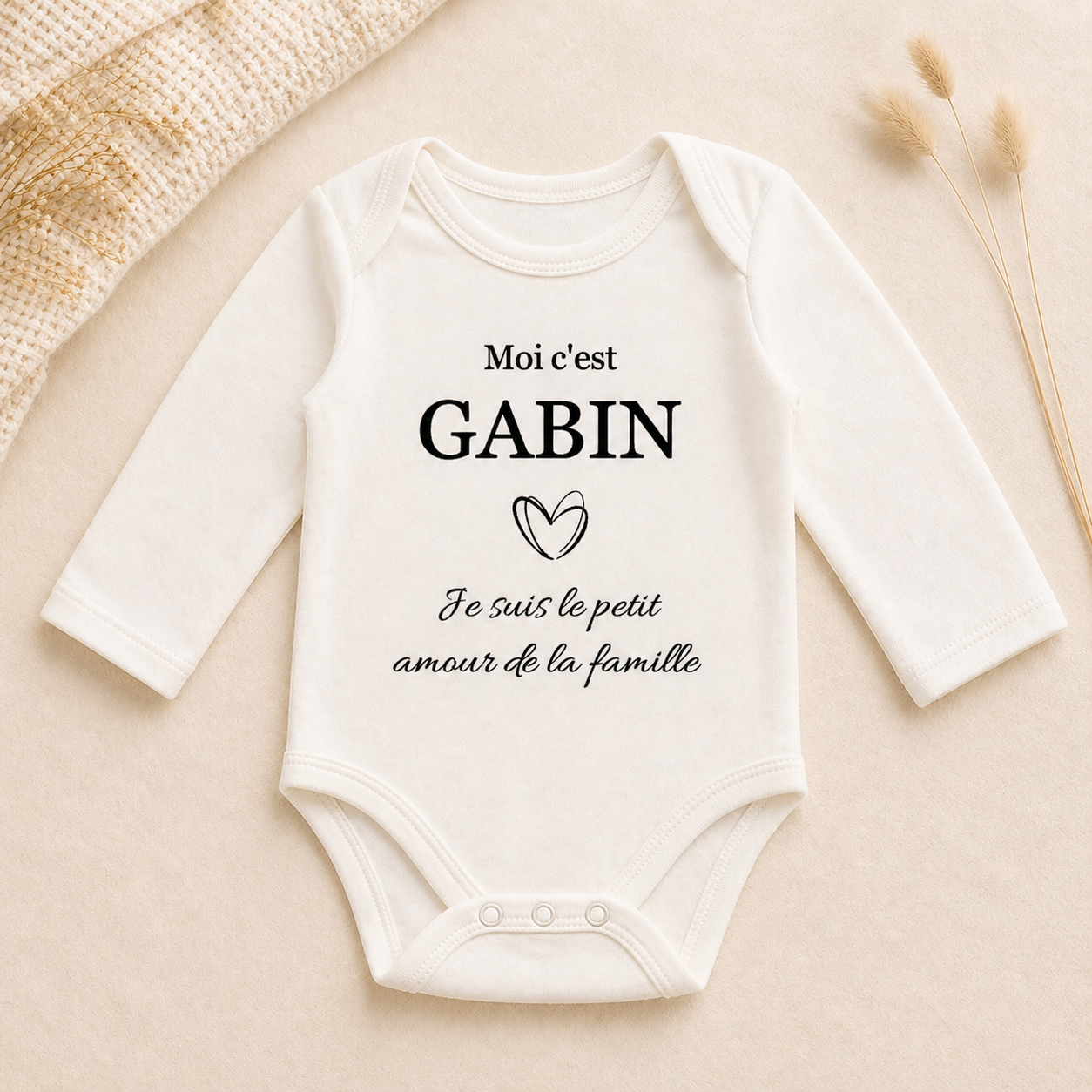 Body bébé personnalisé prénom – message