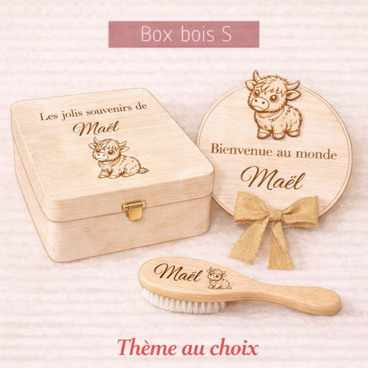 Box naissance bois S personnalisée – Coffret bébé naissance