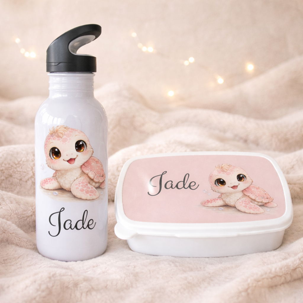 Ensemble gourde et boîte à tartine personnalisées enfant