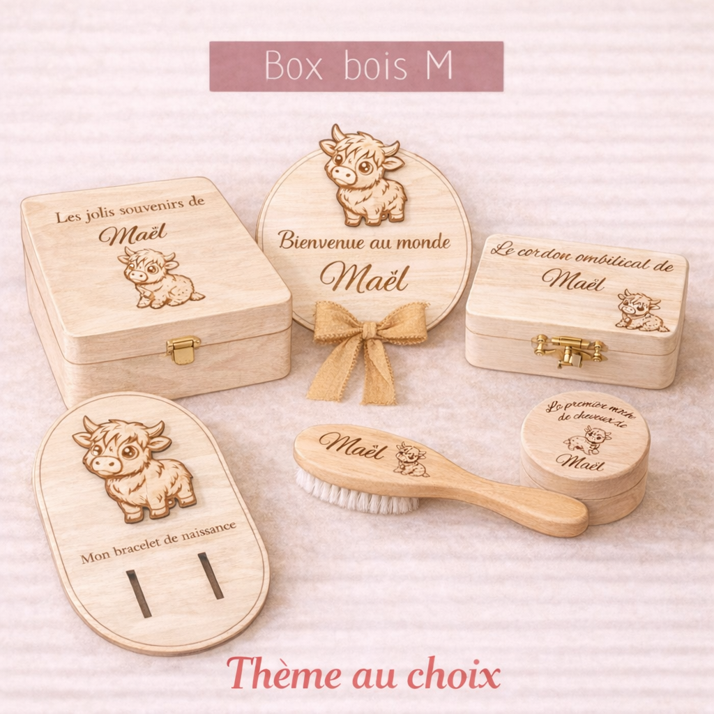 Box naissance bois M personnalisée – Coffret bébé naissance