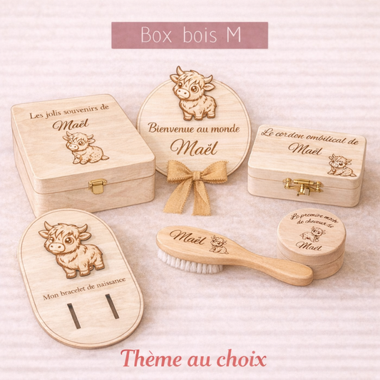 Box naissance bois M personnalisée – Coffret bébé naissance