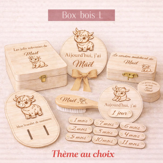 Box naissance bois L personnalisée – Coffret bébé naissance