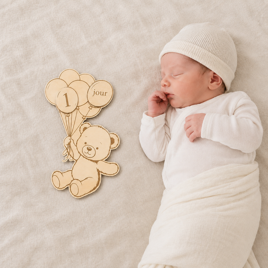 Carte étape bébé ourson & ballons