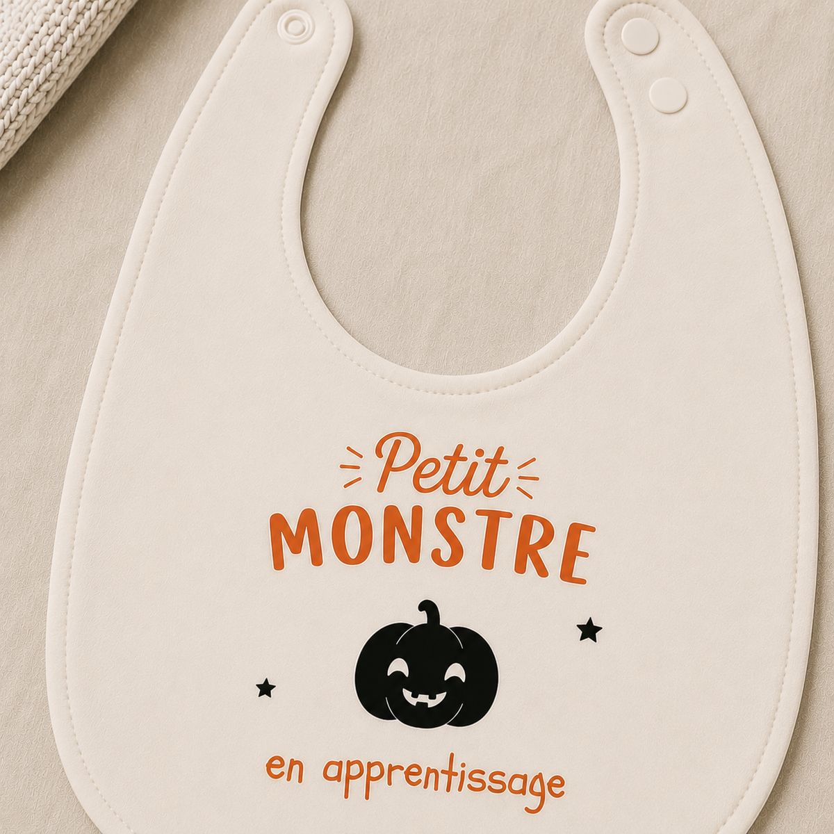Bavoir blanc d'Halloween - Citrouille, sorcière, chauve-souris ou fantôme
