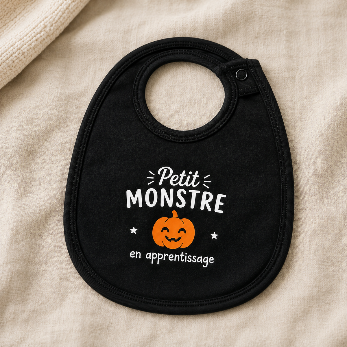 Bavoir noir d'Halloween - Citrouille, sorcière, chauve-souris ou fantôme
