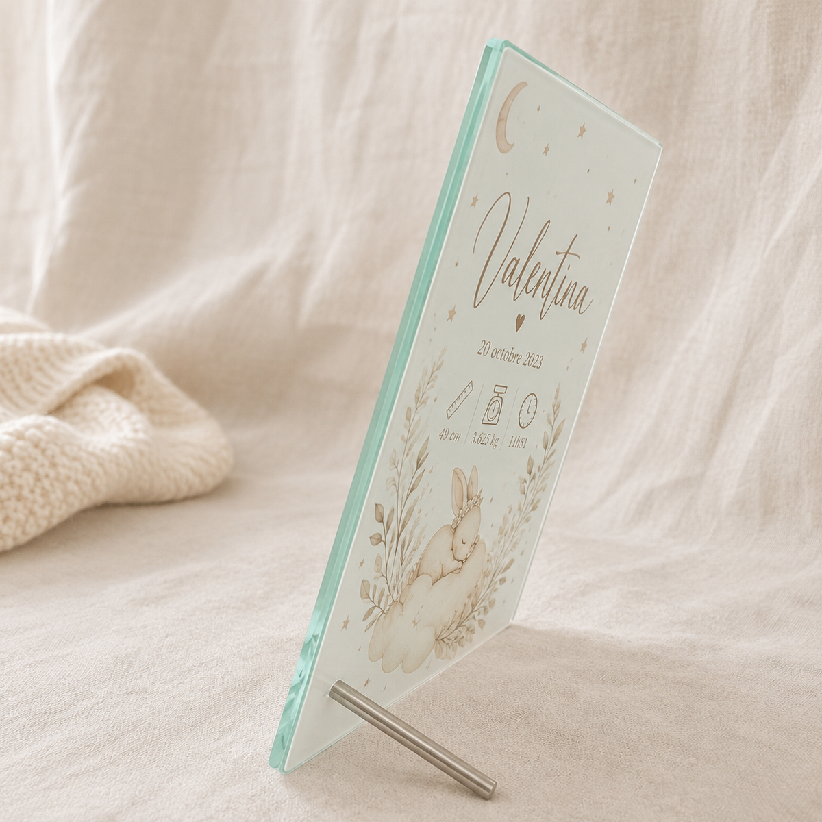 Cadre naissance personnalisé en verre - Données de naissance