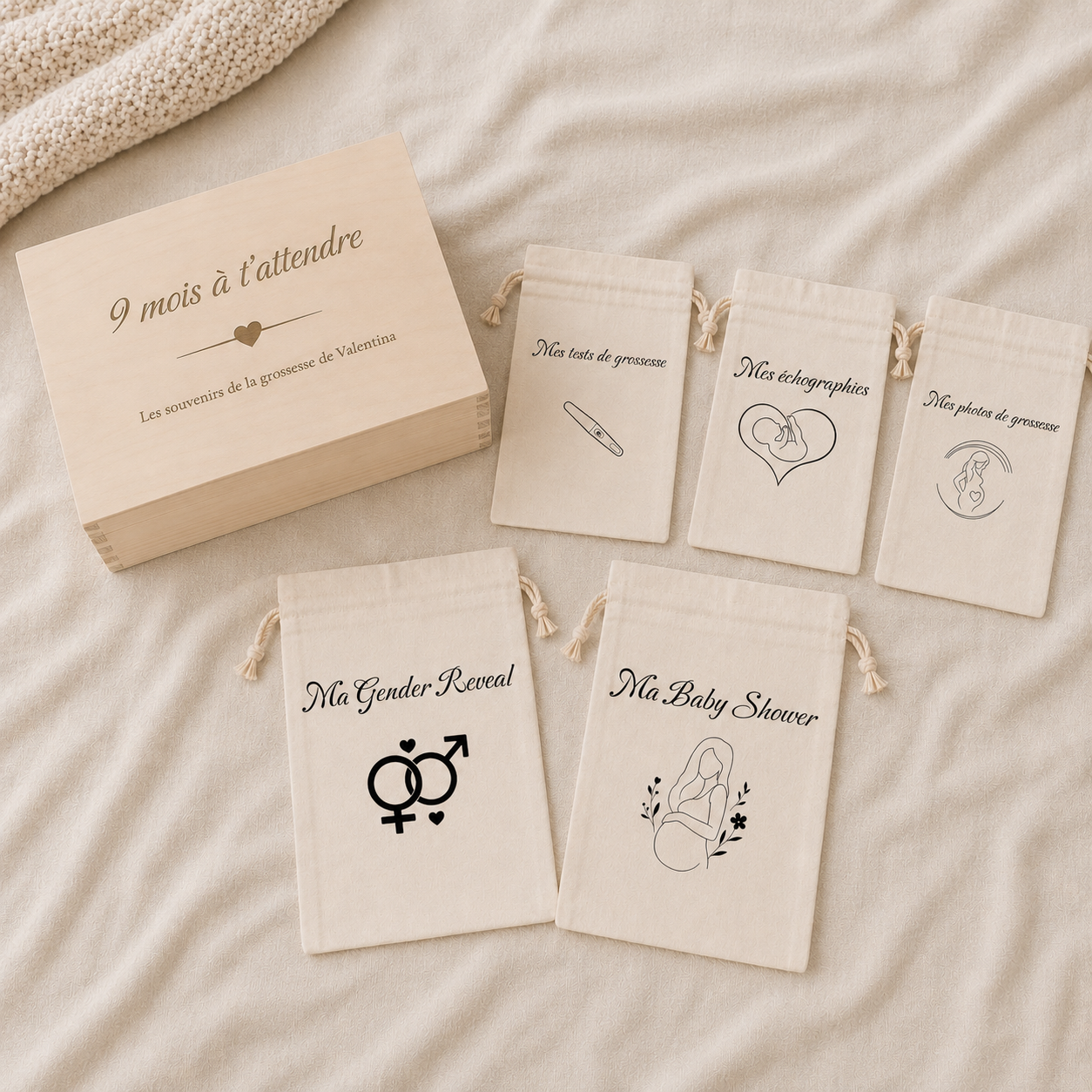 Coffret souvenirs de grossesse personnalisé