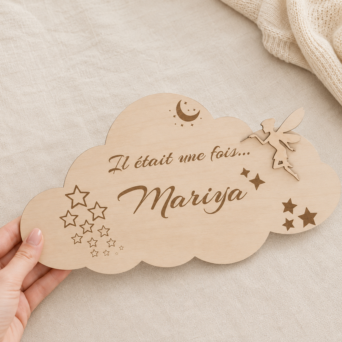 Plaque nuage personnalisée en bois