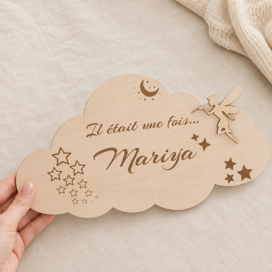 Plaque nuage personnalisée en bois