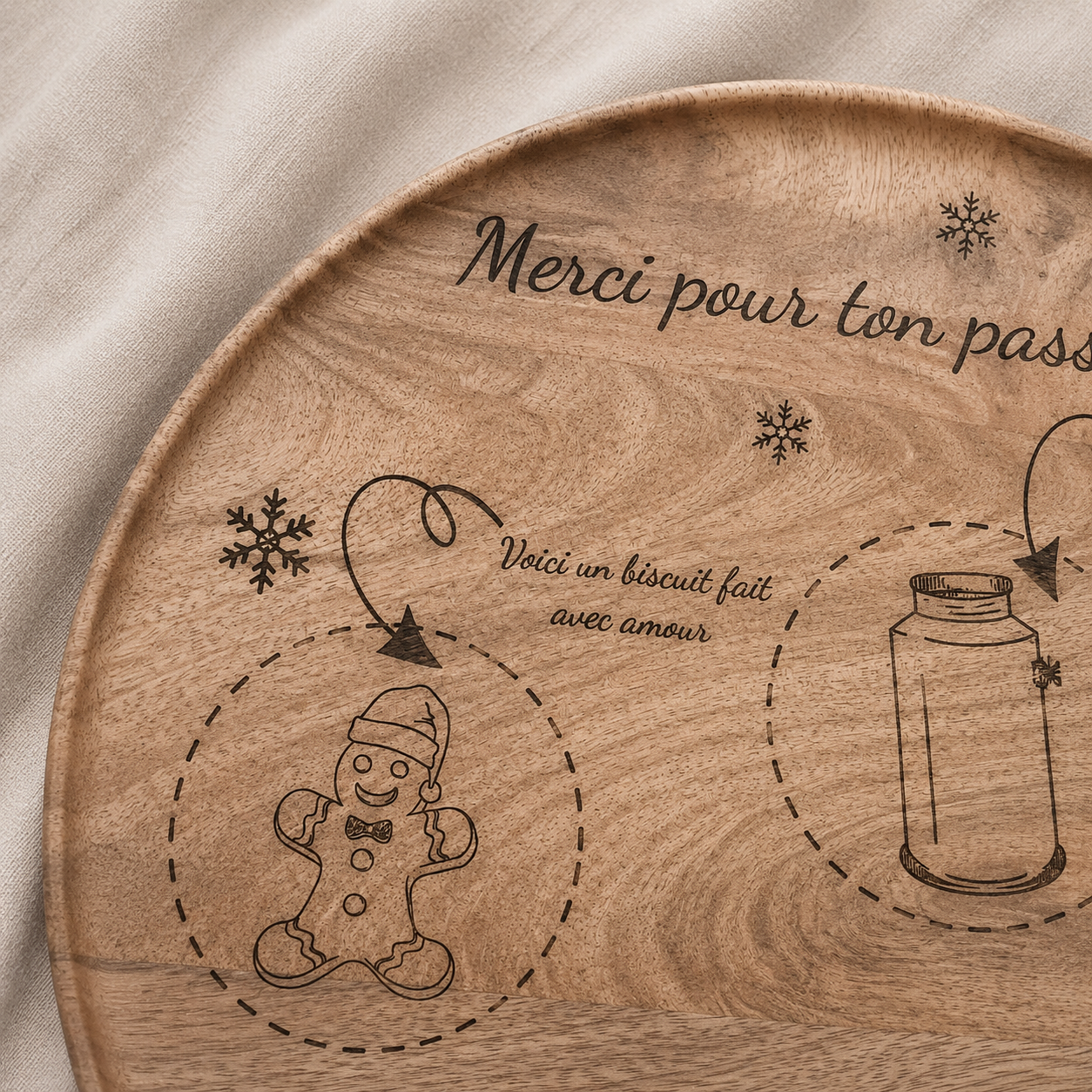 Plateau de Noël en bois – Saint-Nicolas & Noël