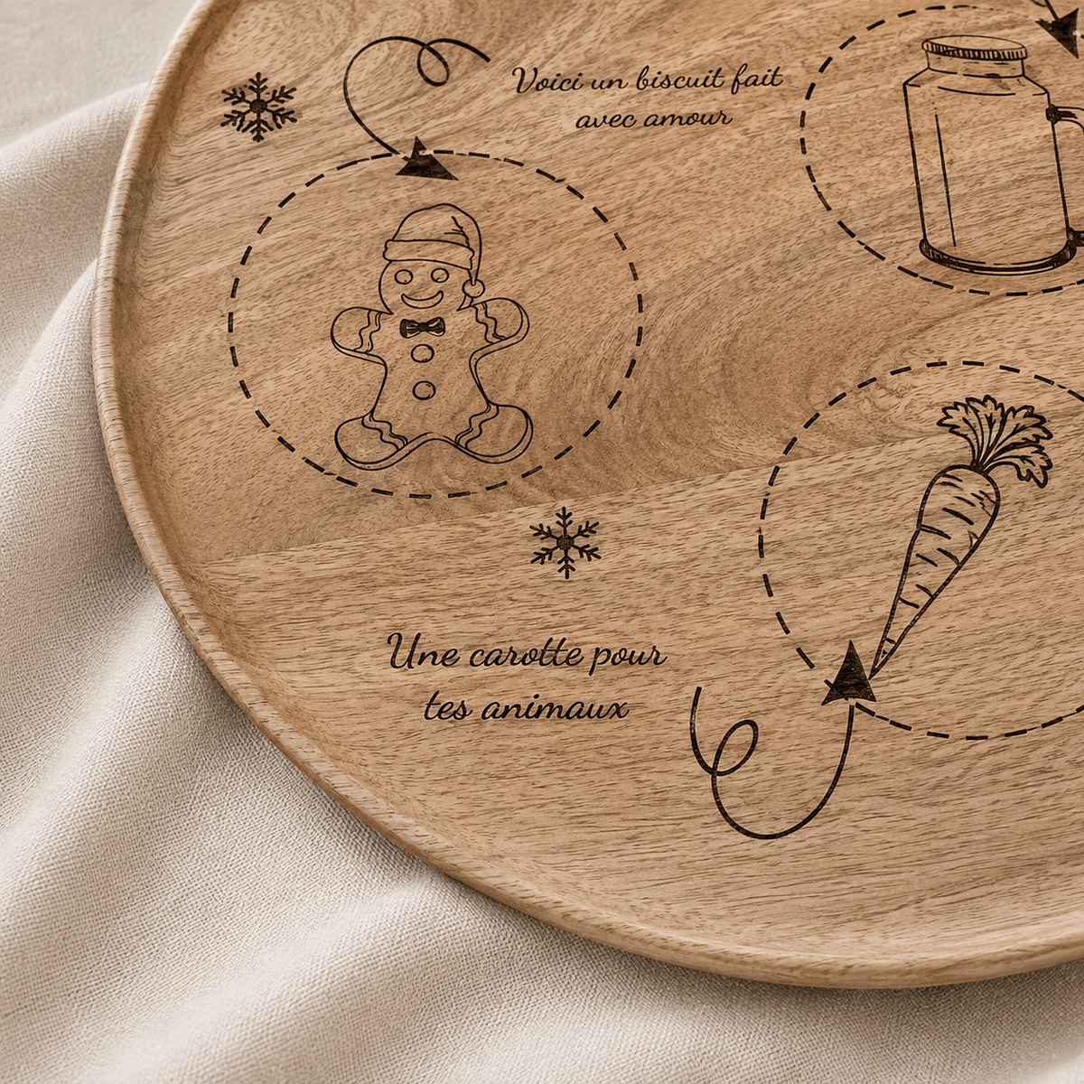 Plateau de Noël en bois – Saint-Nicolas & Noël