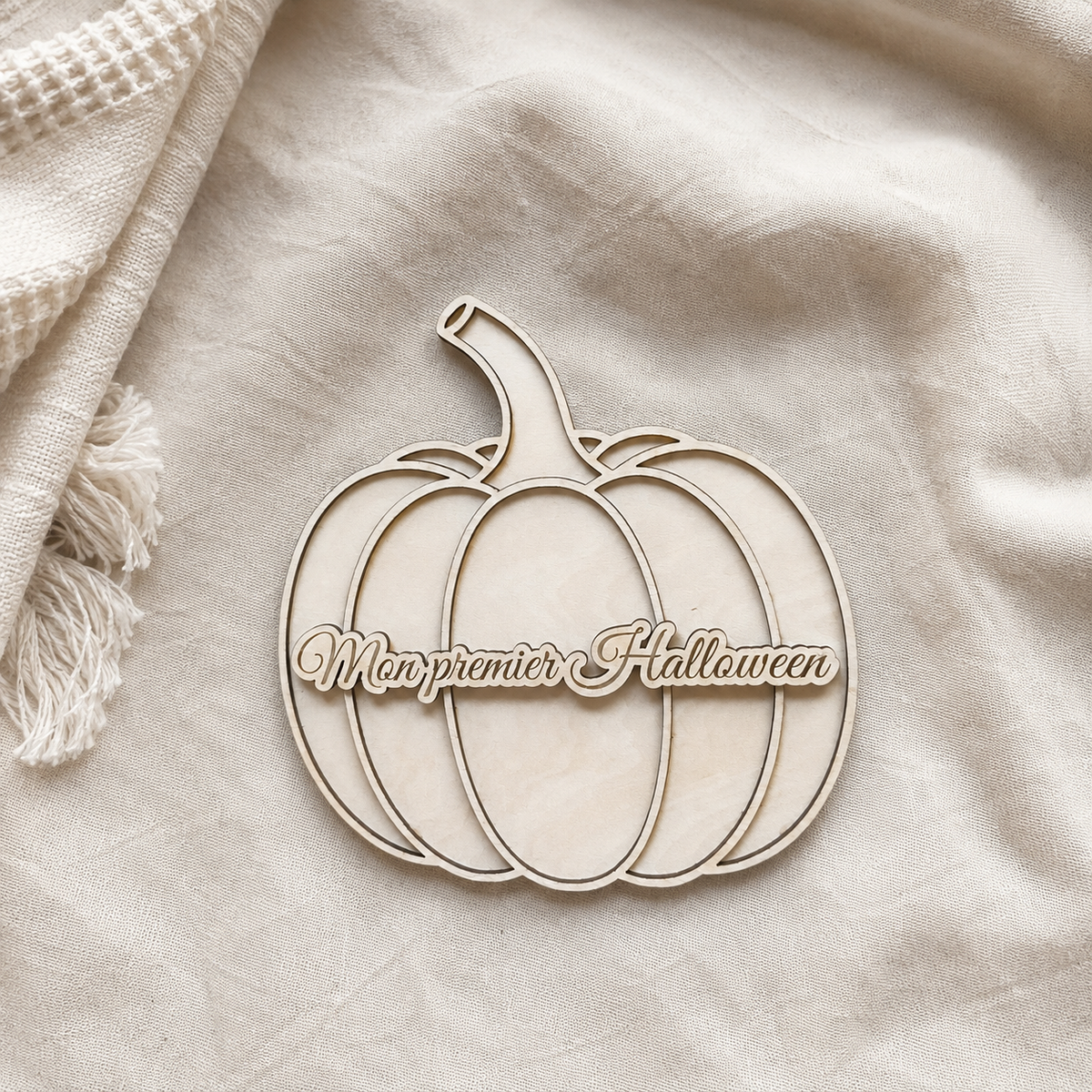 Plaque en bois « Mon premier Halloween » - Citrouille