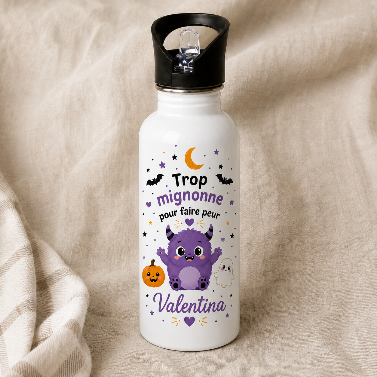 Ensemble personnalisé enfant gourde et boîte à tartines - Halloween