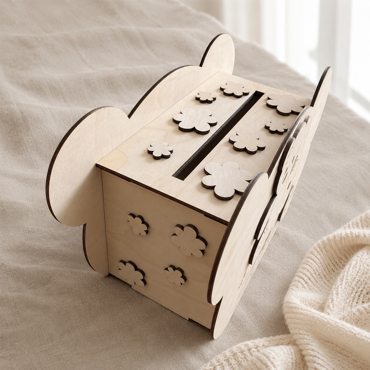 Urne en bois personnalisée Ourson avec prénom