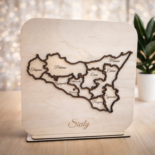 Carte décorative en bois avec pays ou région au choix