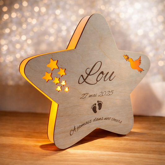 Etoile lumineuse personnalisée en bois