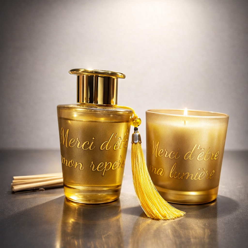 Duo bougie et diffuseur à la vanille personnalisés