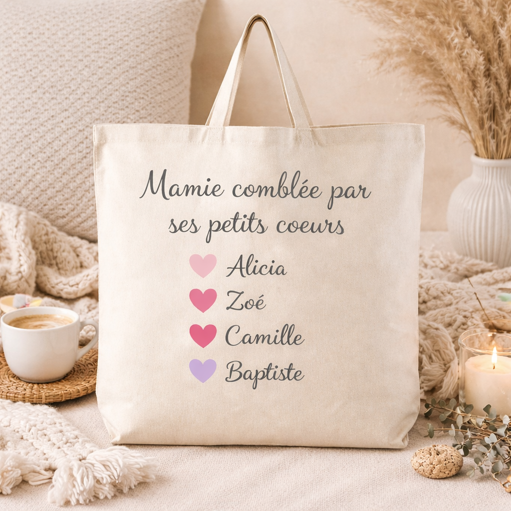 Tote Bag Mamie personnalisé avec prénoms