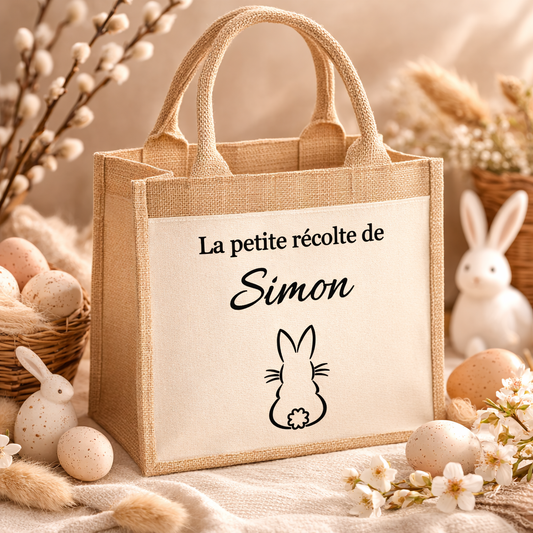Sac de Pâques personnalisé enfant en jute