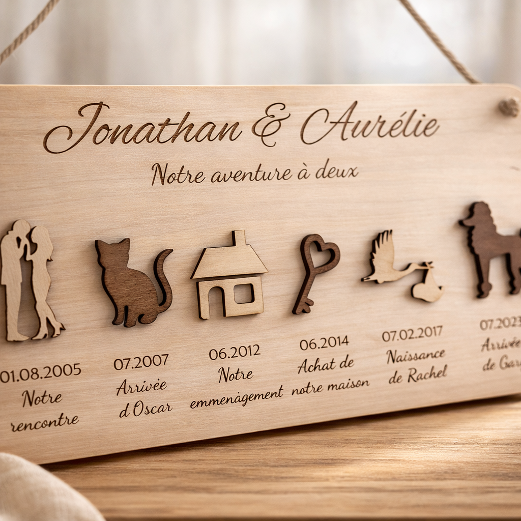 Plaque murale "L'histoire de notre couple"