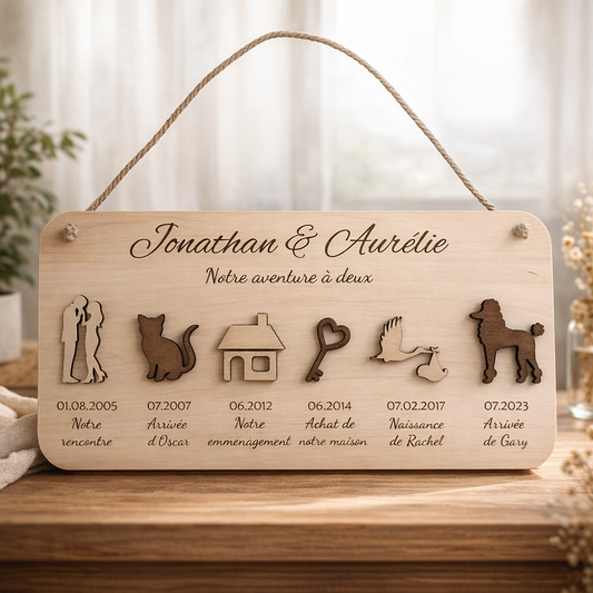 Plaque murale "L'histoire de notre couple"