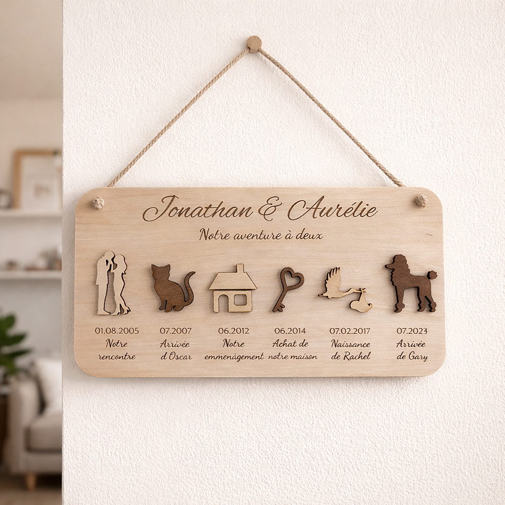 Plaque murale "L'histoire de notre couple"