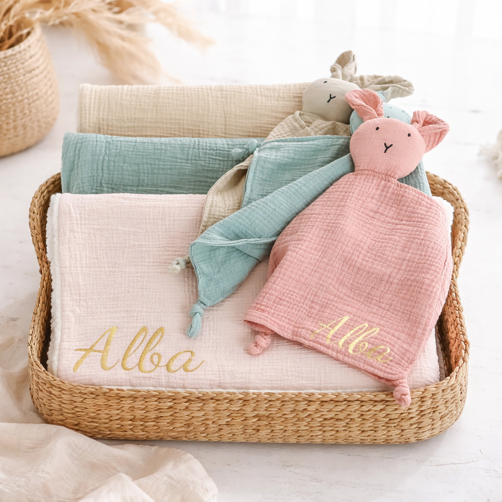 Ensemble couverture et doudou personnalisés