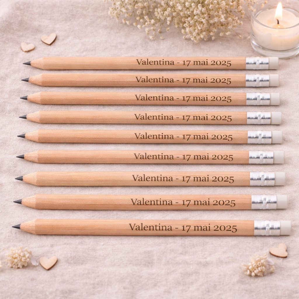 Crayon personnalisé en bois – Cadeau baptême