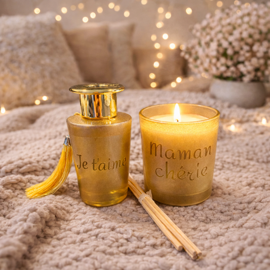 Duo bougie et diffuseur à la vanille personnalisés