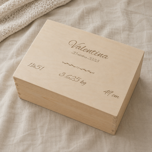 Boîte de naissance personnalisée avec informations de naissance