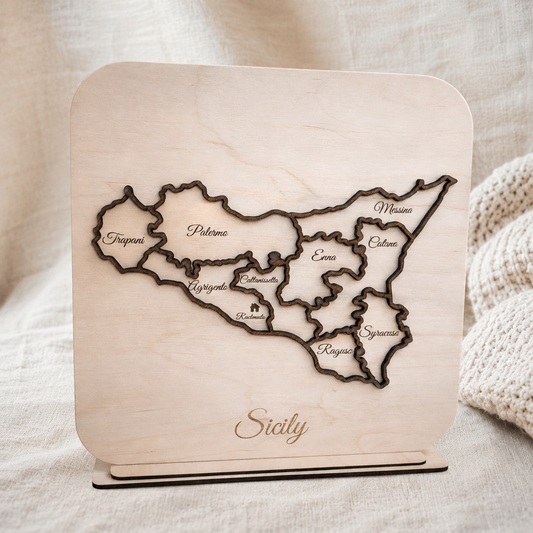 Carte décorative en bois avec pays ou région au choix