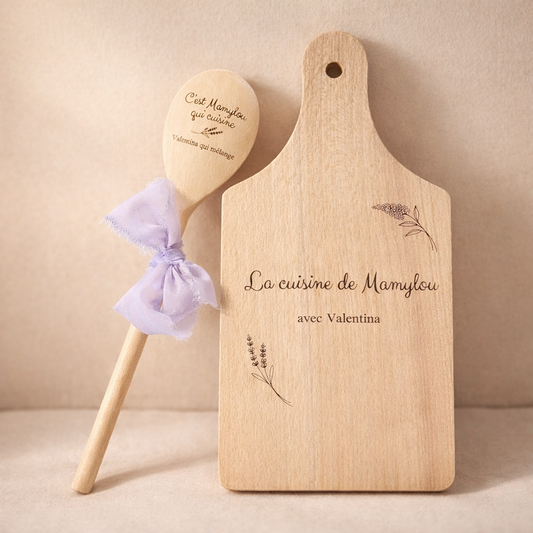 Planche en bois personnalisée & cuillère assortie