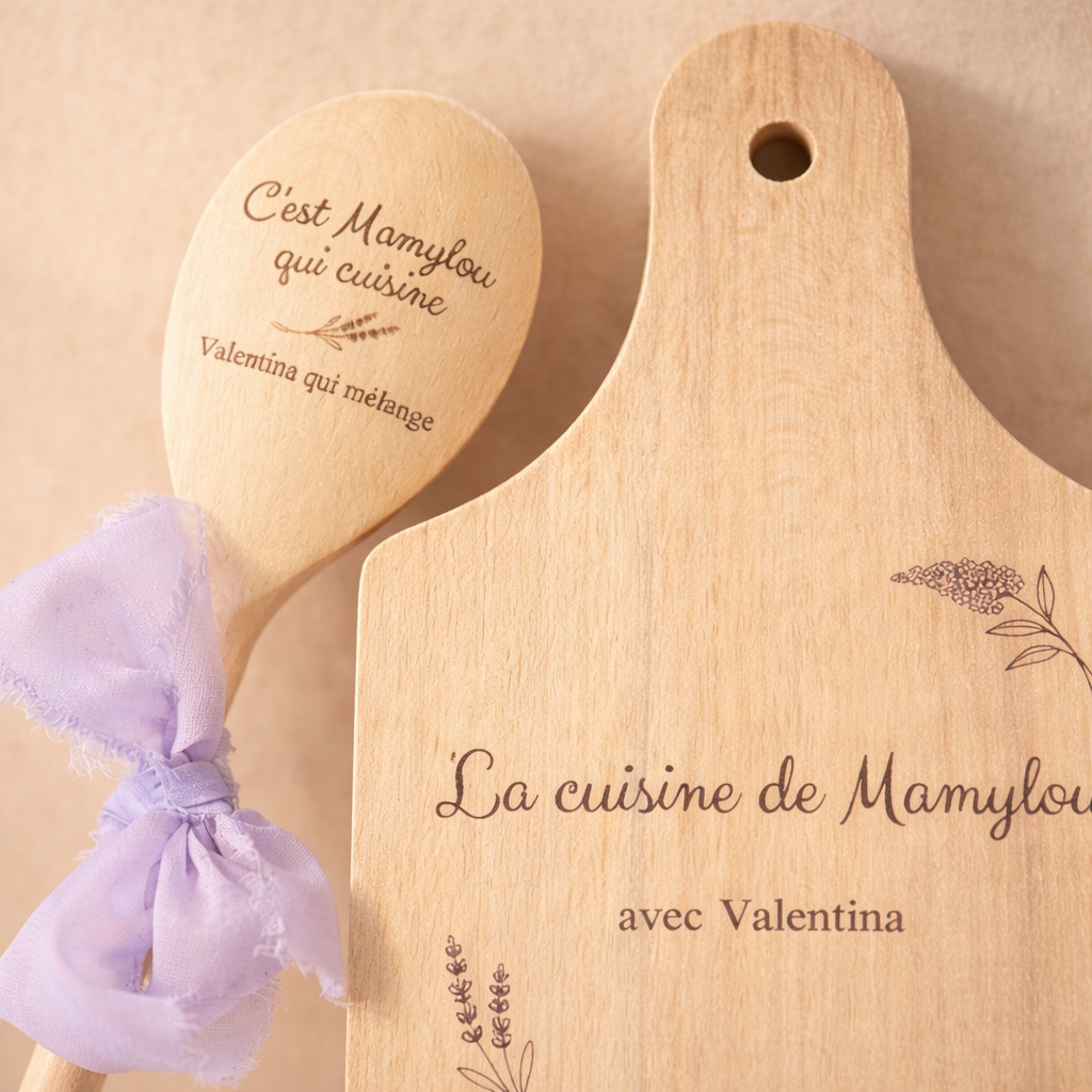 Planche en bois personnalisée & cuillère assortie