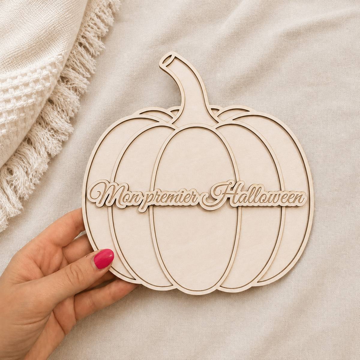 Plaque en bois « Mon premier Halloween » - Citrouille