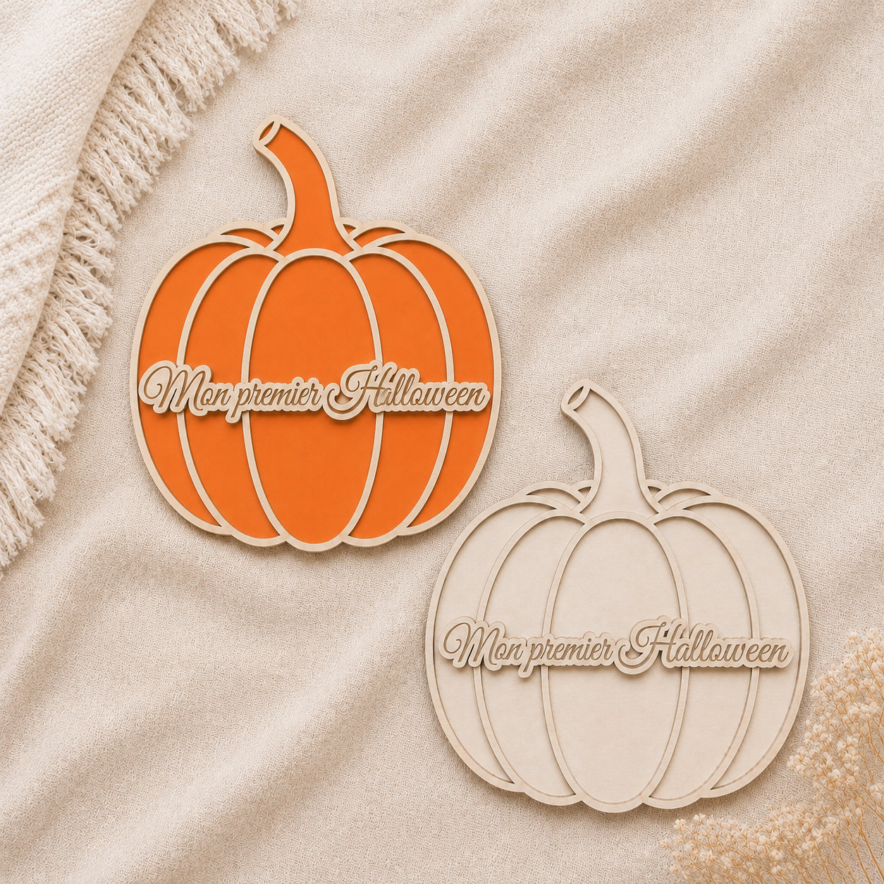 Plaque en bois « Mon premier Halloween » - Citrouille