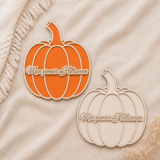 Plaque en bois « Mon premier Halloween » - Citrouille
