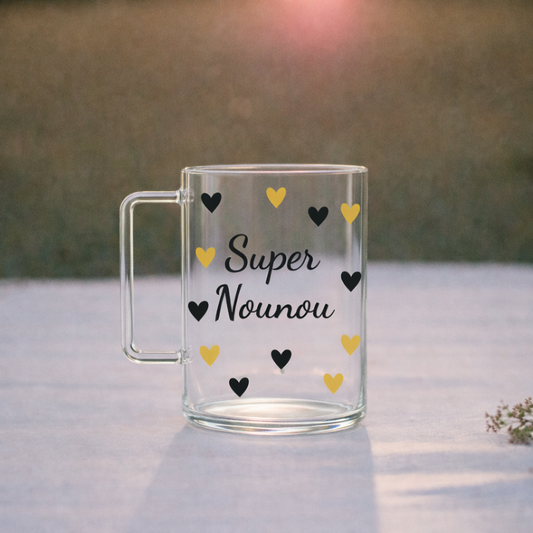 Mug en verre personnalisé - Nounou - Professeur - Puéricultrice