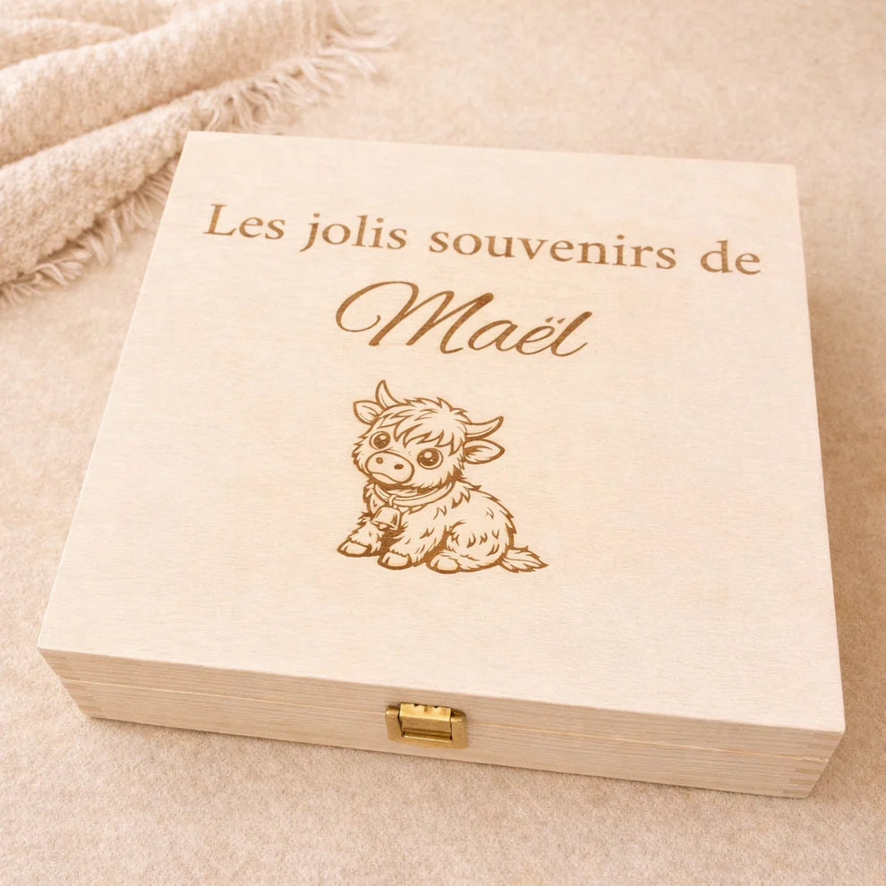 Box naissance bois L personnalisée – Coffret bébé naissance
