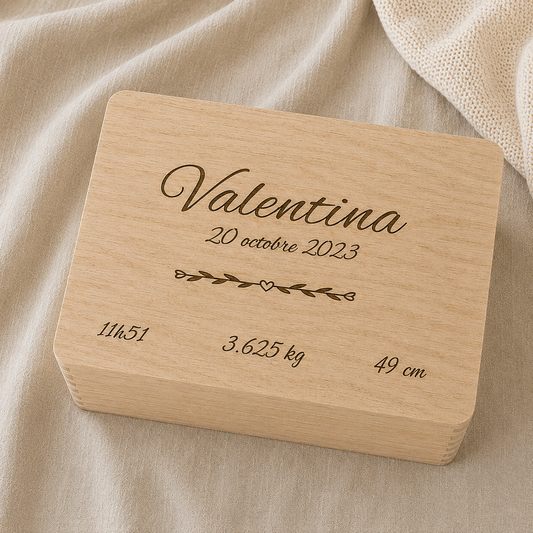 Boîte de naissance personnalisée avec informations de naissance