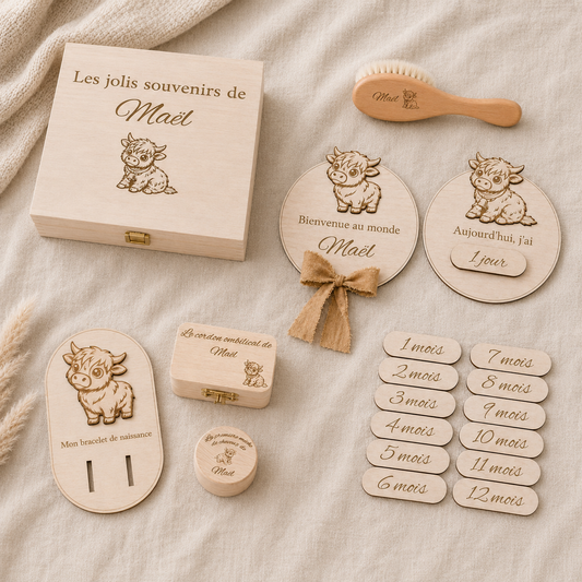 Coffret bébé naissance en bois - Le premium