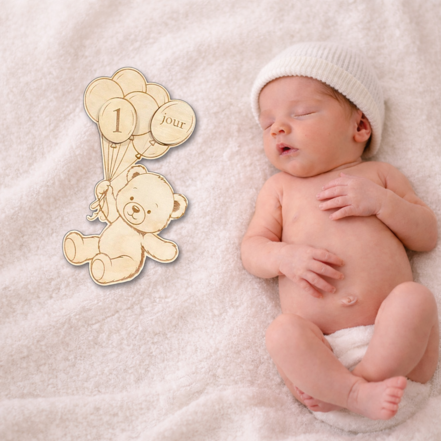 Carte étape bébé ourson & ballons