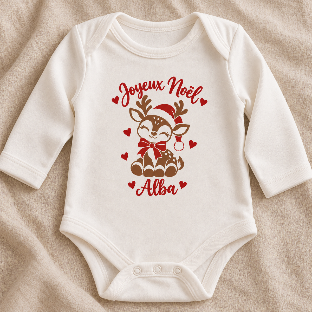 Body bébé de Noël personnalisé avec prénom