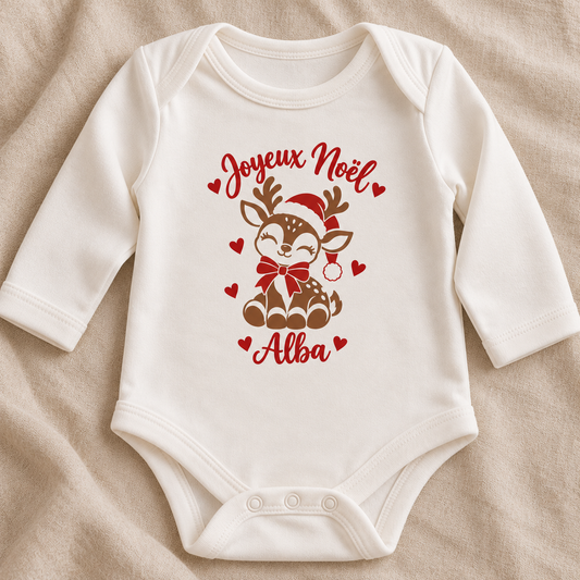 Body bébé de Noël personnalisé avec prénom