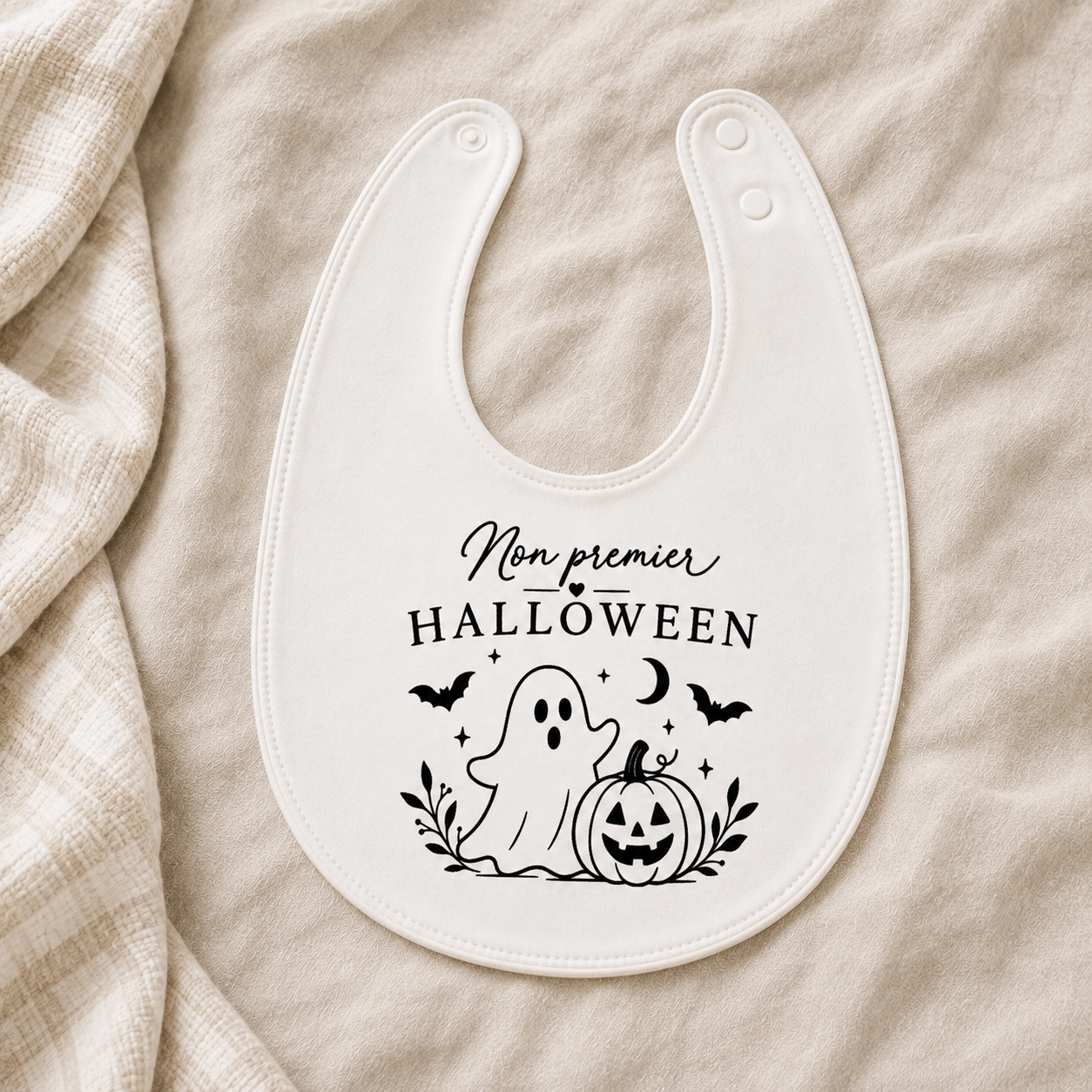Bavoir blanc d'Halloween - Mon premier Halloween