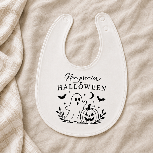 Bavoir blanc d'Halloween - Mon premier Halloween