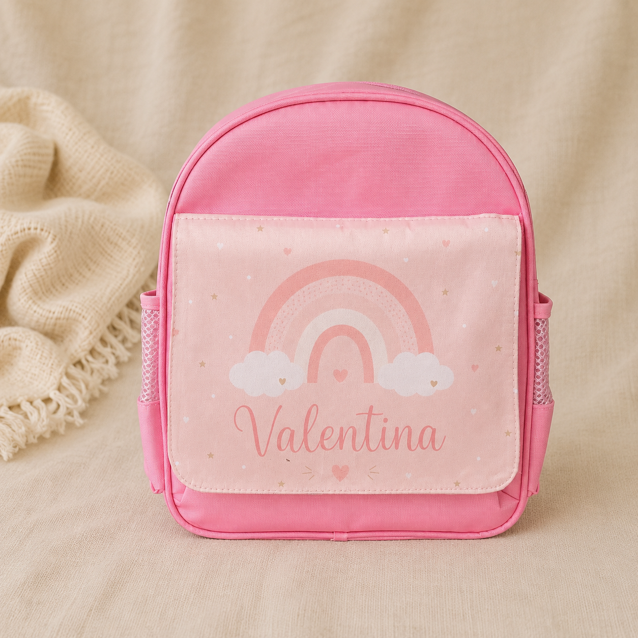 Ensemble école personnalisé enfant avec sac à dos, gourde et boîte à tartines - Arc-en-ciel