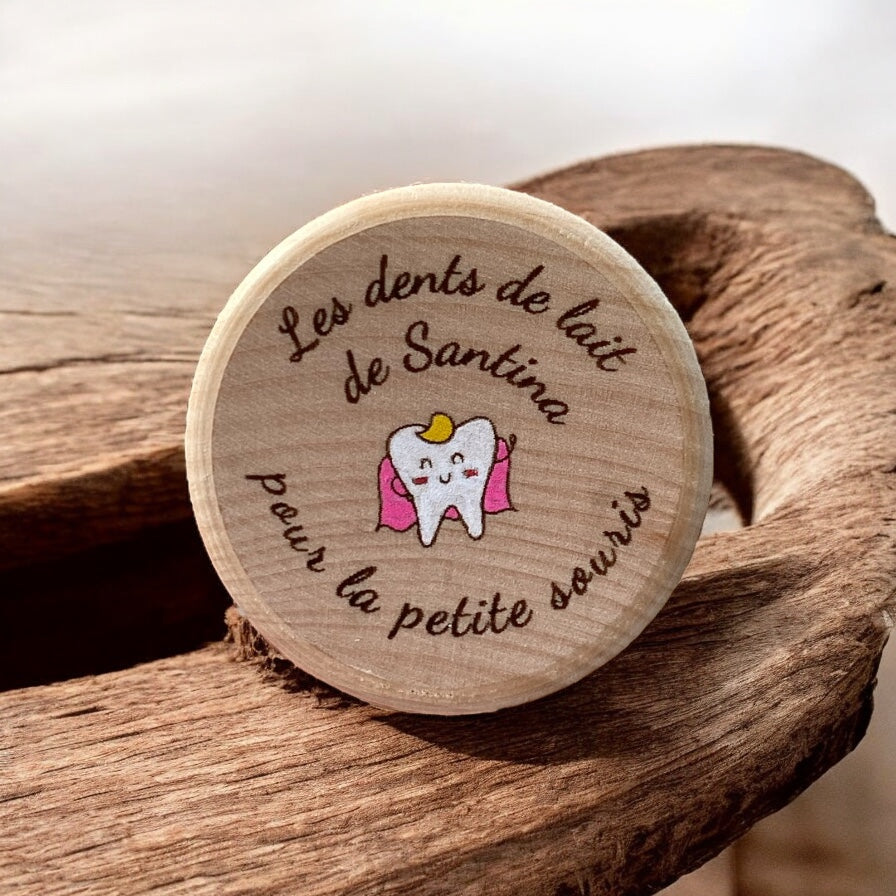 Boîte à dents personnalisée en bois